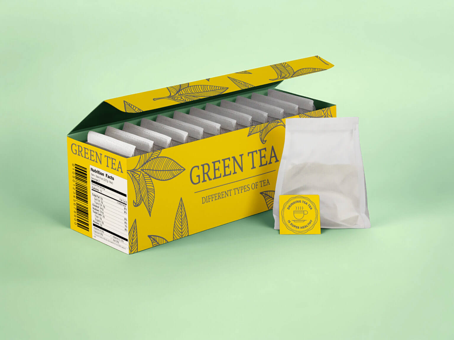 Tea Sachet Box Mockup