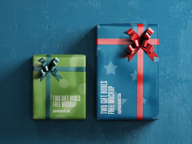 Two Gift Boxes Free Mockup