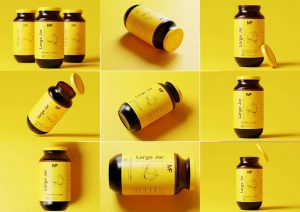 1L or 1.5L Large Jar Mockups