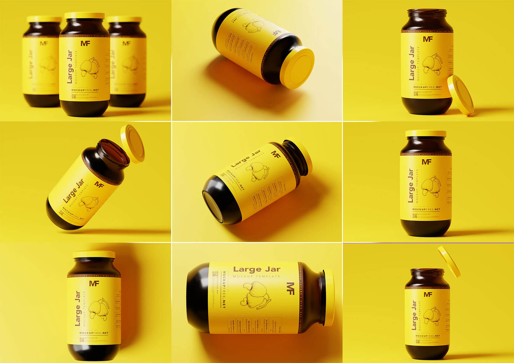 1L or 1.5L Large Jar Mockups