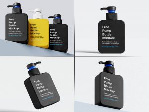 5 Free Rectangle Pump Bottle Dispenser Mockup PSD Files