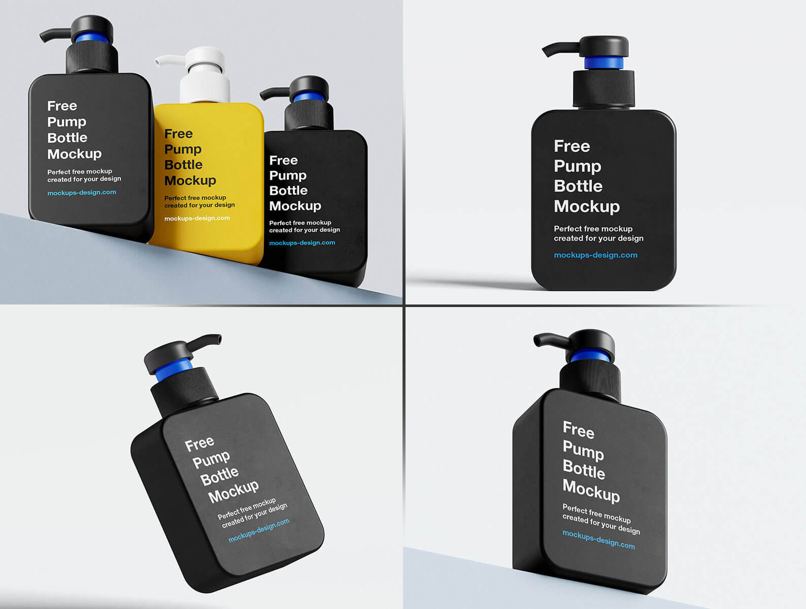 5 Free Rectangle Pump Bottle Dispenser Mockup PSD Files