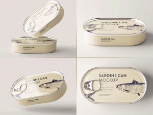 5 Mockups of Oval Shaped Tuna Can in Varied Visions
