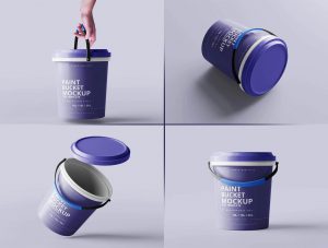 5 Mockups of Paint Bucket in Distinct Shots