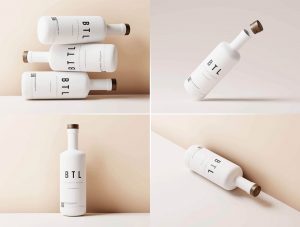 8 Free White Ceramic Spirit Matte Bottle Mockup PSD Set