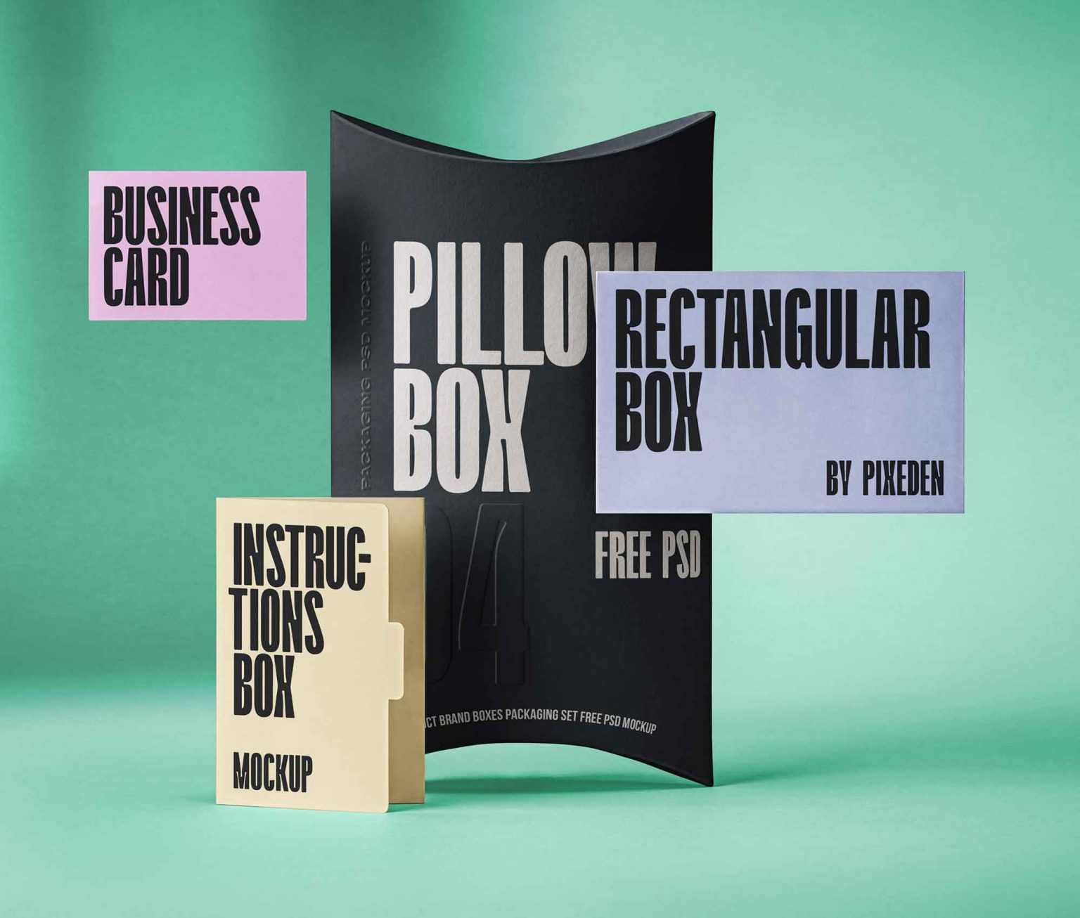 Pillow Box, Rectangle Boxes Free Packaging Branding Mockup - PacageMockup