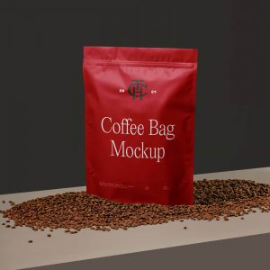 Free Coffee Bag Standing Pouch Mockup PSD1
