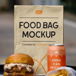 Free Food Bag with Soda Can Mockup1