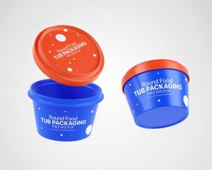 Free Food Round Tub Packaging Mockup 1