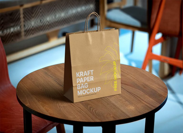 Free Kraft Paper Bag Mockup 1