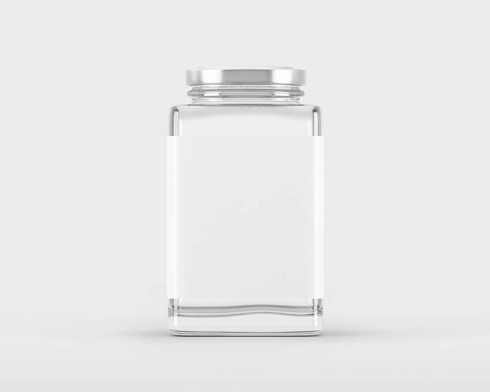 Free Square Glass Jar with Metal Cap Mockup2