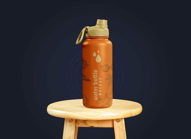 Free Travel Flask Water Bottle Mockup PSD1