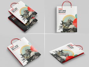 Folded Gift Bag Mockup