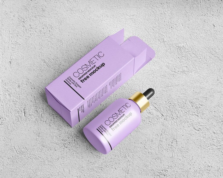 Free Matt Cosmetic Dropper with Box Mockup1
