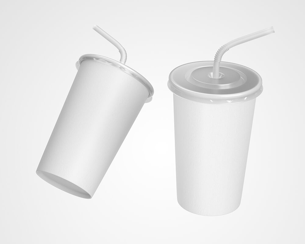 Free Floating Soda Paper Cup with Straw Mockup2