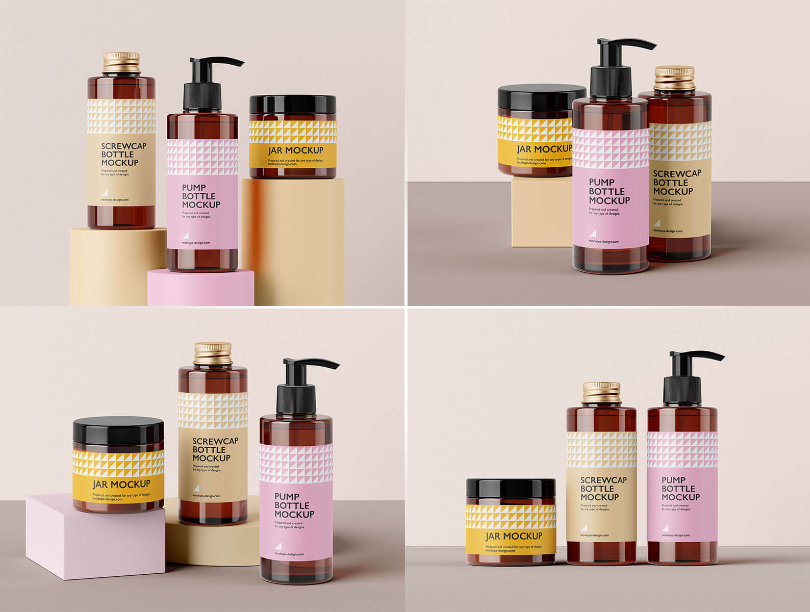 5 Free Cosmetic Bottles & Jar Mockup PSD Files