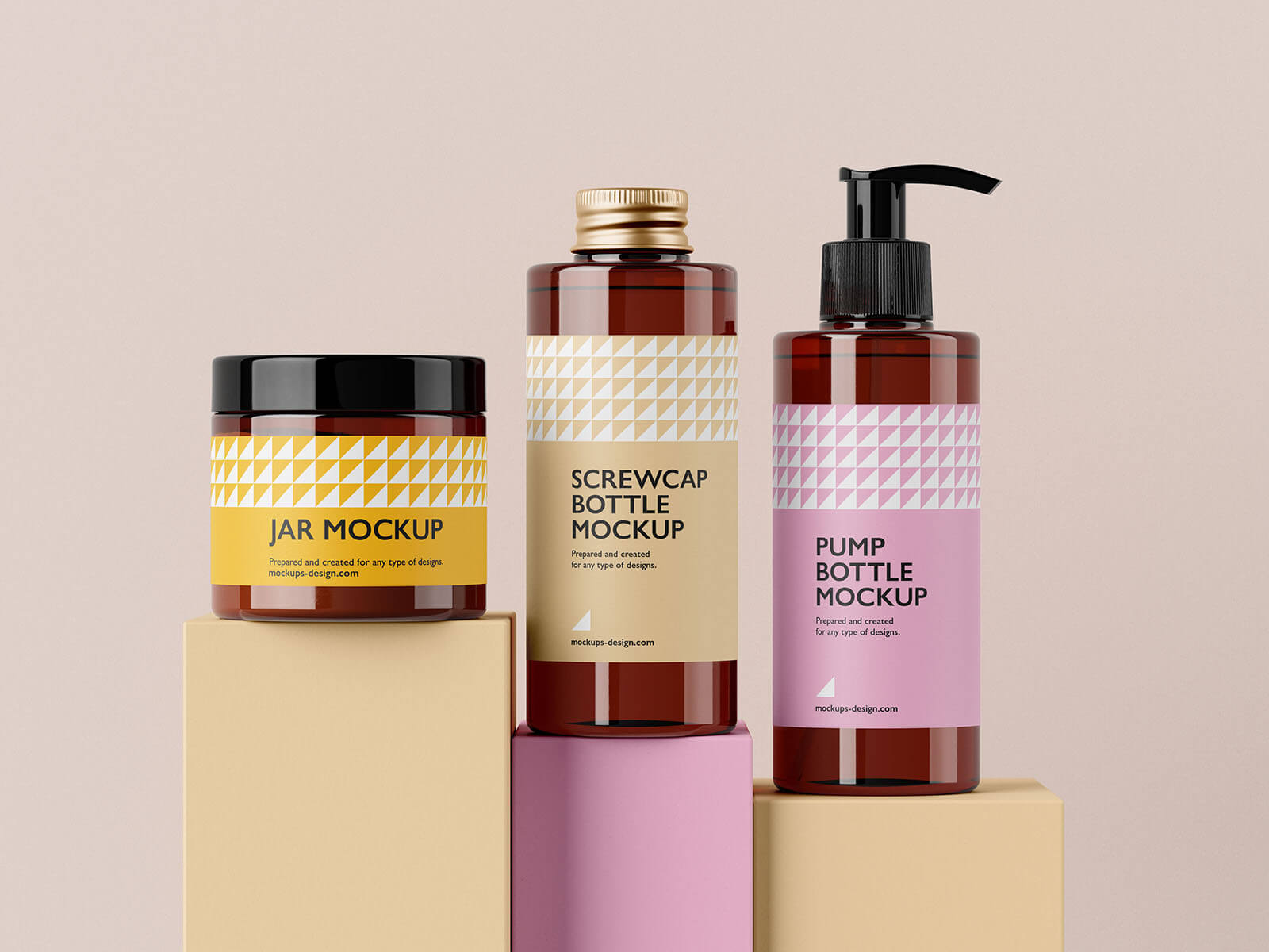 5 Free Cosmetic Bottles & Jar Mockup PSD Files5