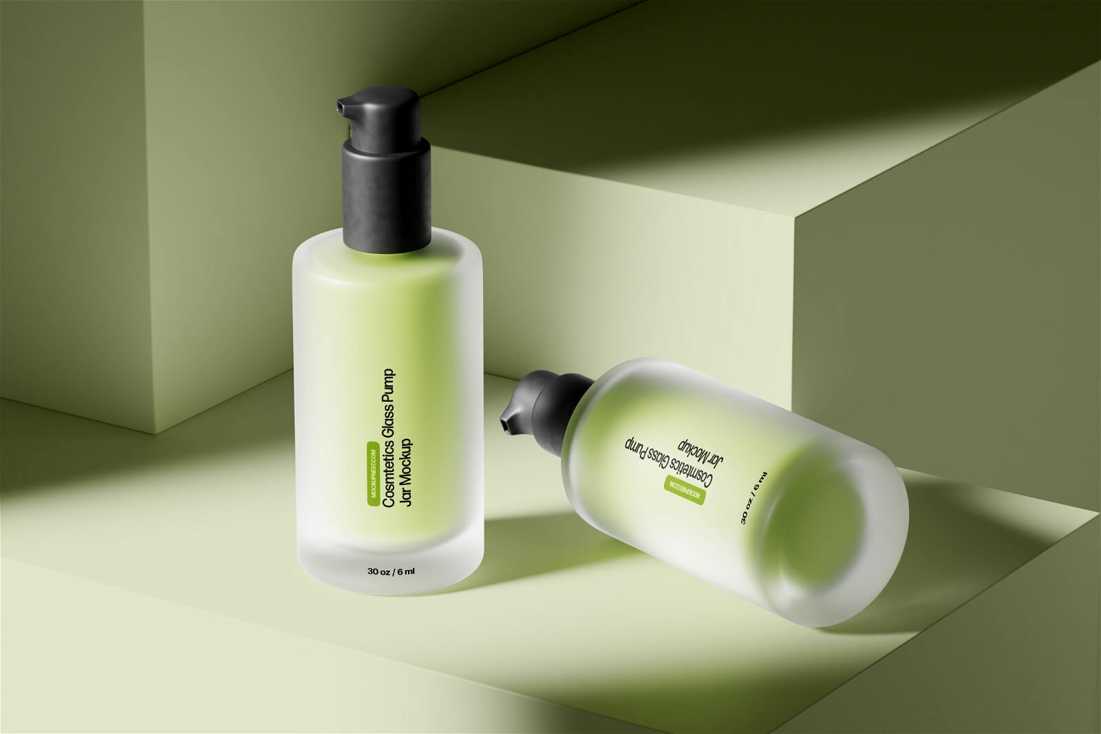 Cosmetics Glass Pump Jar Mockup1