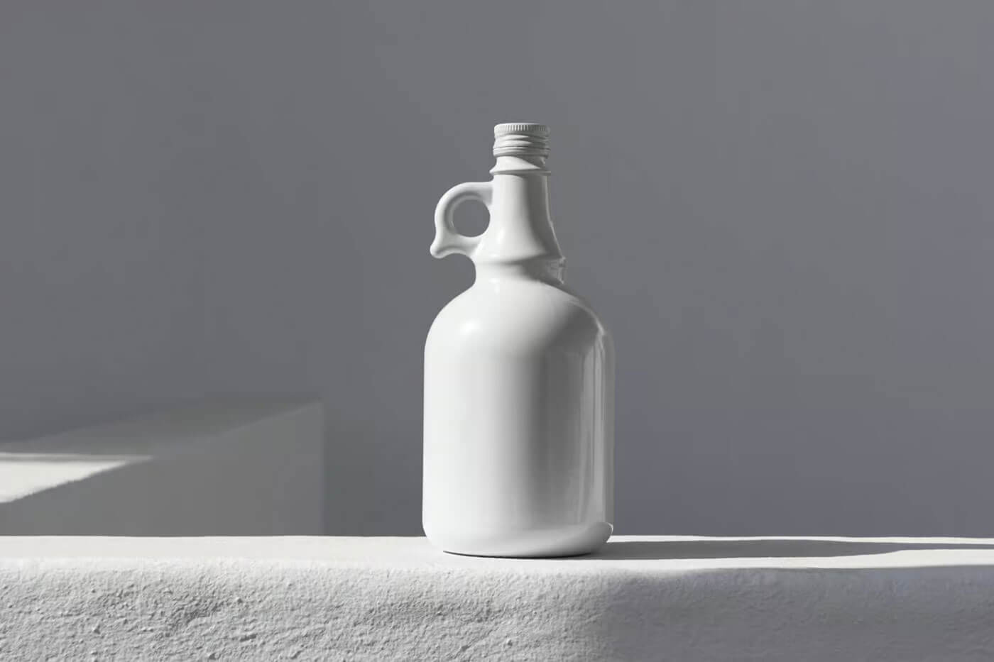 Free Bottle Standing on Concrete Mockup2