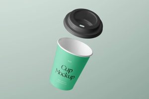 Free Floating Coffee Cup Mockup PSD1