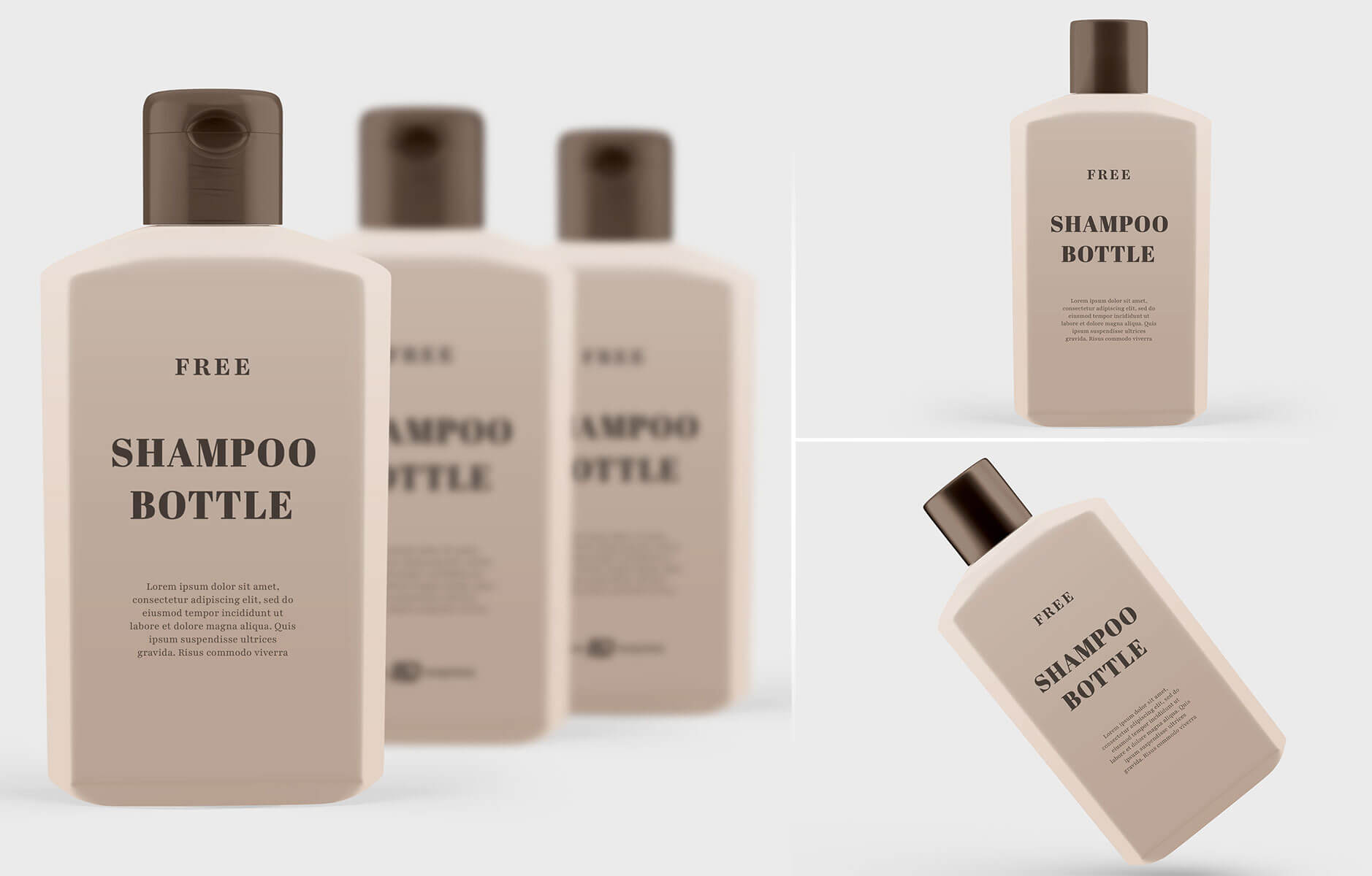Free Plastic Shampoo Bottle Mockup Set PSD
