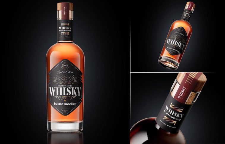 Free Whisky Bottle Mockups set - PacageMockup