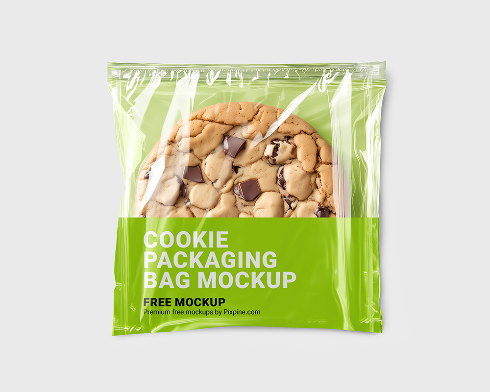 Free Clear Cellophane Cookie Packaging Bag Mockup 1