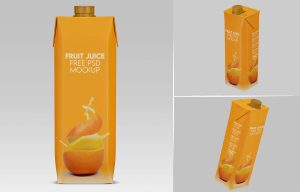 Free Juice Paper Carton With Screw Cap Mockup PSD Set