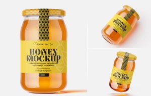 3 Free Premium Large Honey Jar Mockup PSD Files