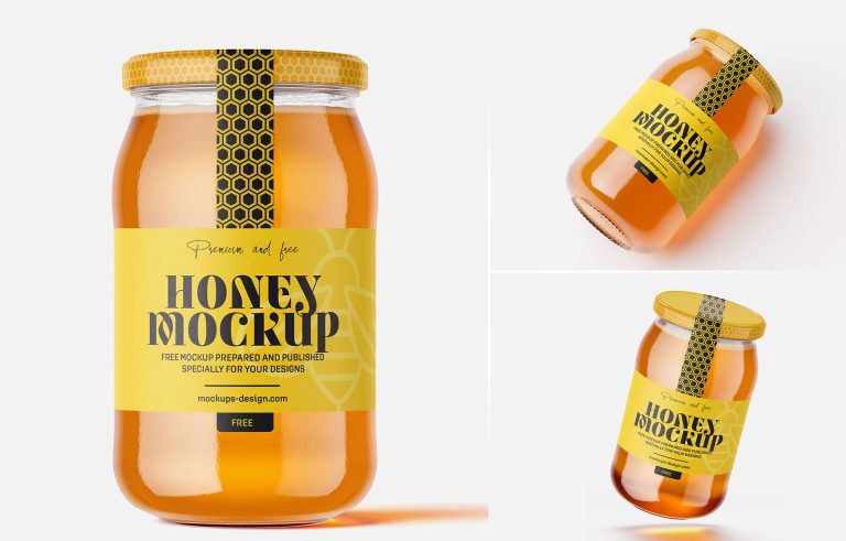 3 Free Premium Large Honey Jar Mockup PSD Files