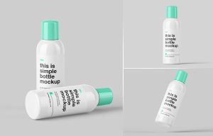 Free Glossy Plastic Cosmetic Bottle With Screwcap Mockup Set