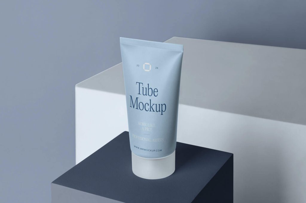 Free Cube Cosmetic Tube Mockup PSD