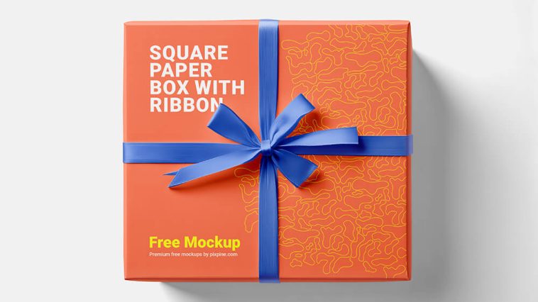 Square Pa Using Box Free Rectangle Paper Package Box Mockup on Rock - Free Package Mockups