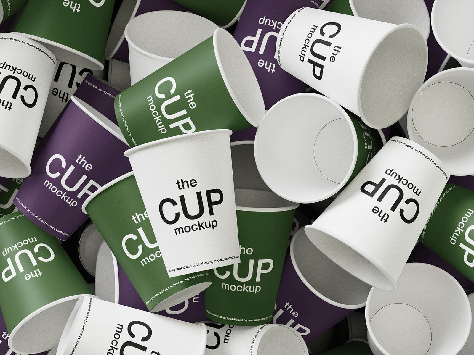 Free Scattered Paper Coffee Cup Mockup PSD Set