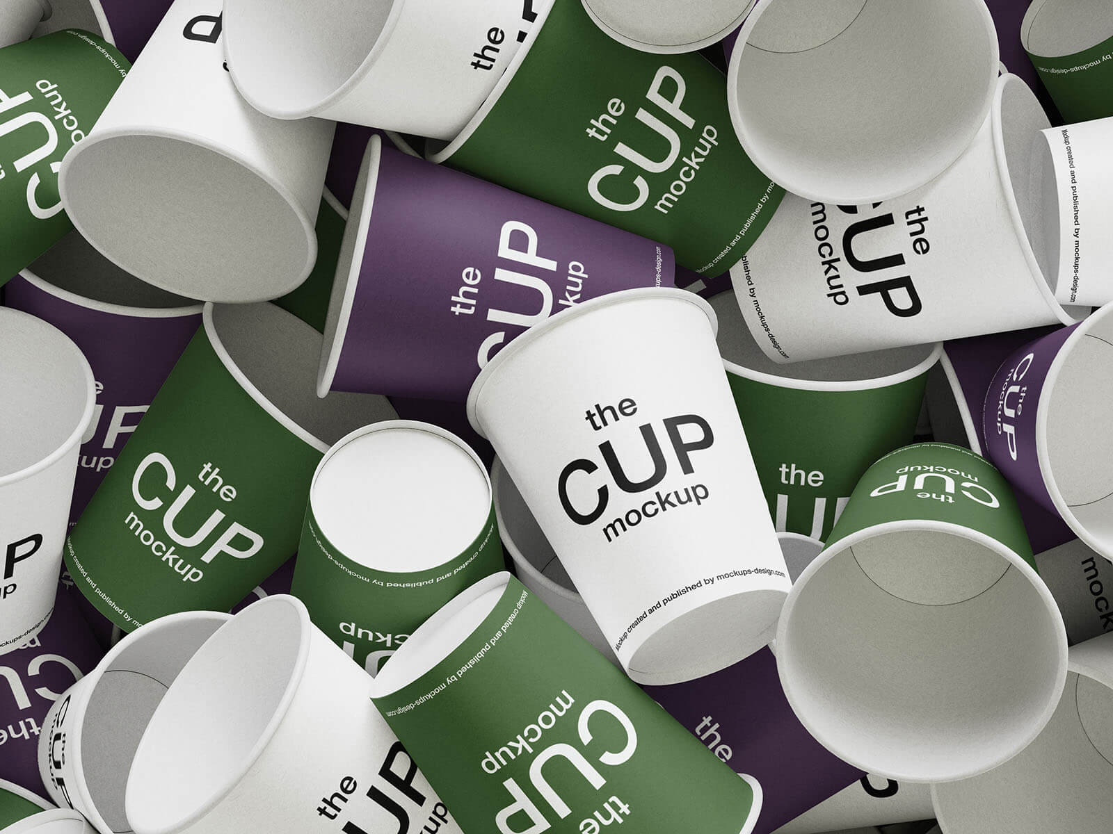 Free Scattered Paper Coffee Cup Mockup PSD Set