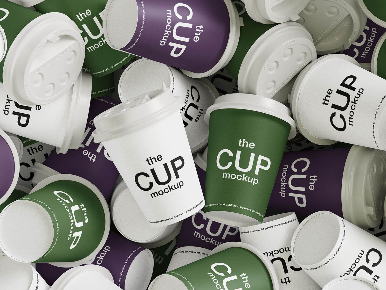Free Scattered Paper Coffee Cup Mockup PSD Set
