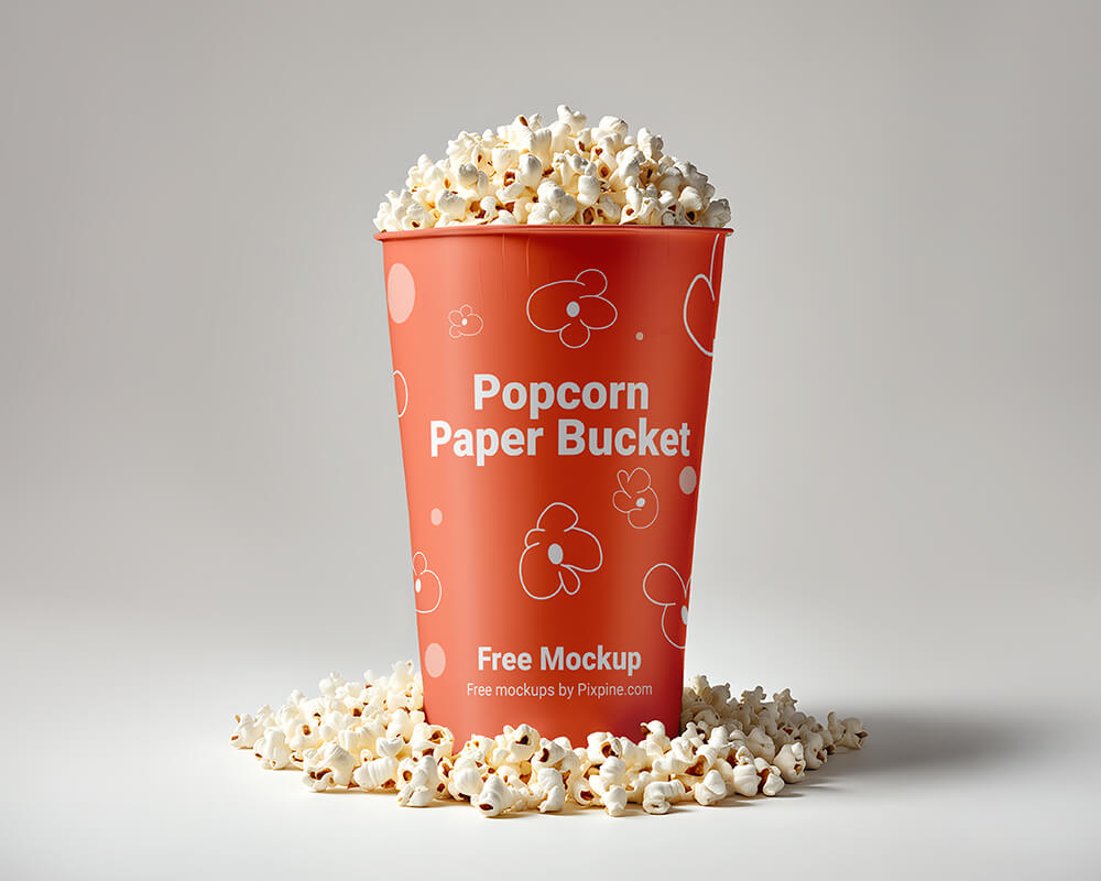 Free Popcorn Paper Bucket Mockup 1