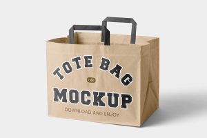 Free Standing Wide Paper Bag Mockup