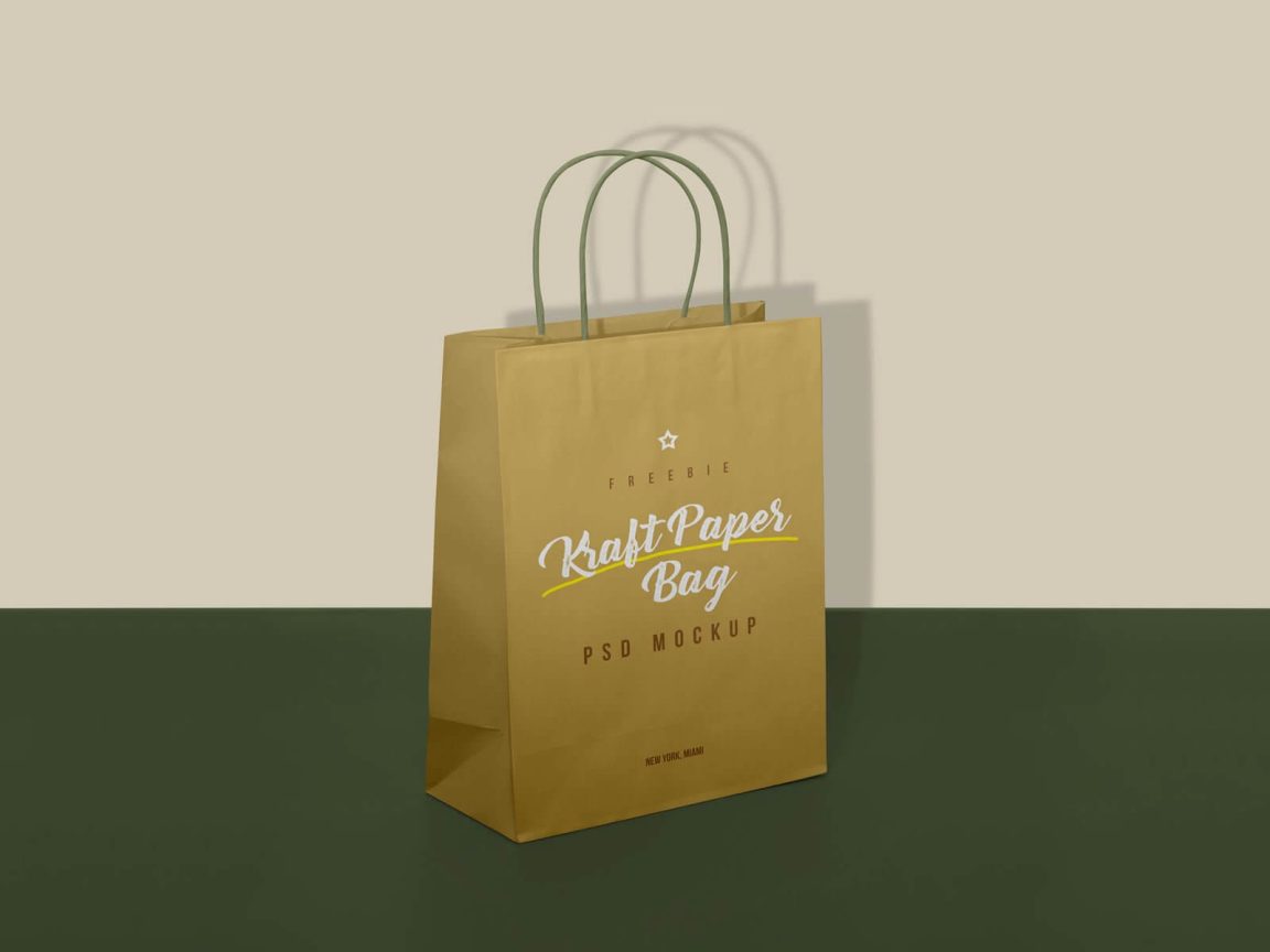 Free Kraft Paper Shopping Bag Mockup PSD - PacageMockup