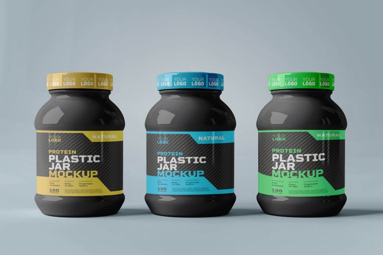 Free Plastic Protein Jar Mockup PSD