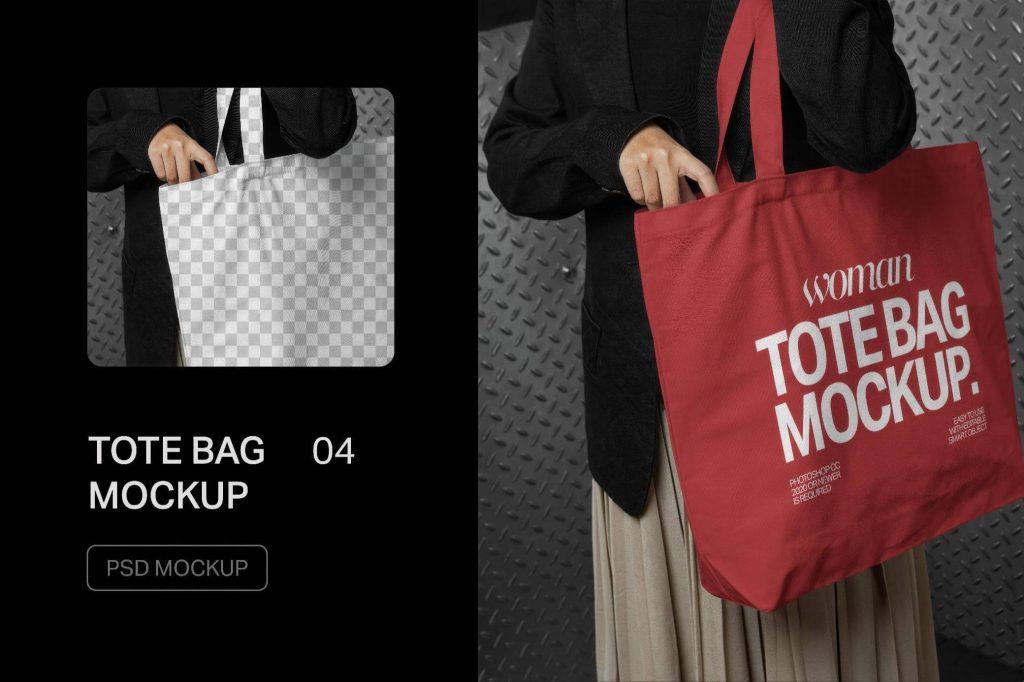 Free Woman Tote Bag Mockup PSD