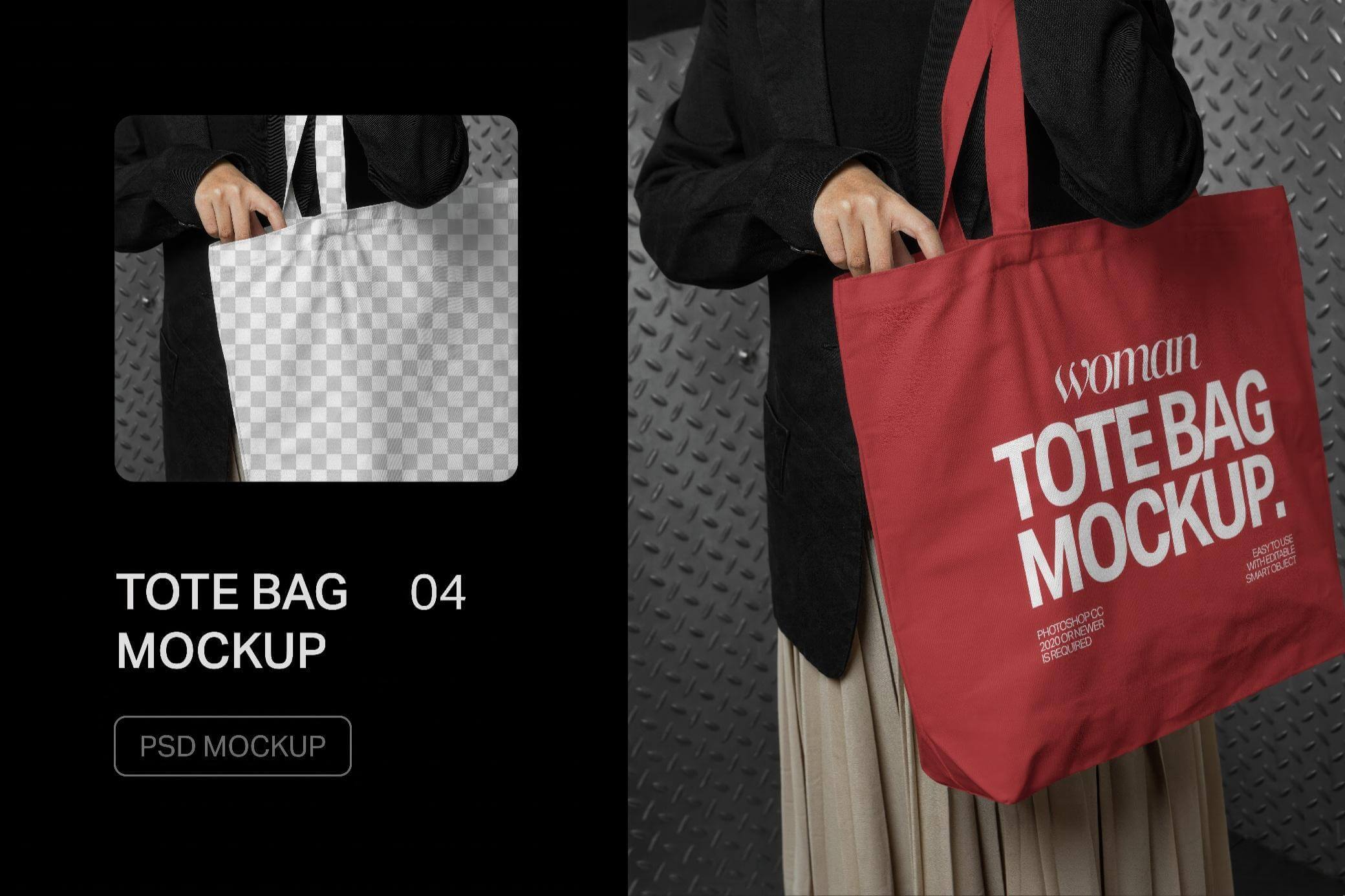 Free Woman Tote Bag Mockup PSD