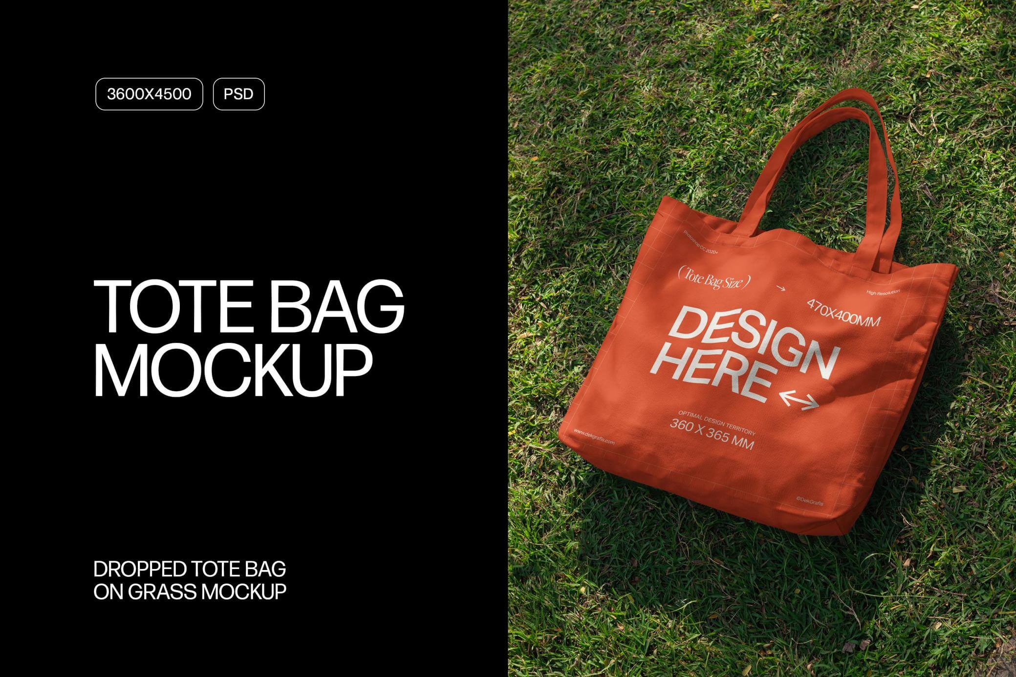 Free Dropped Tote Bag on Grass Mockup
