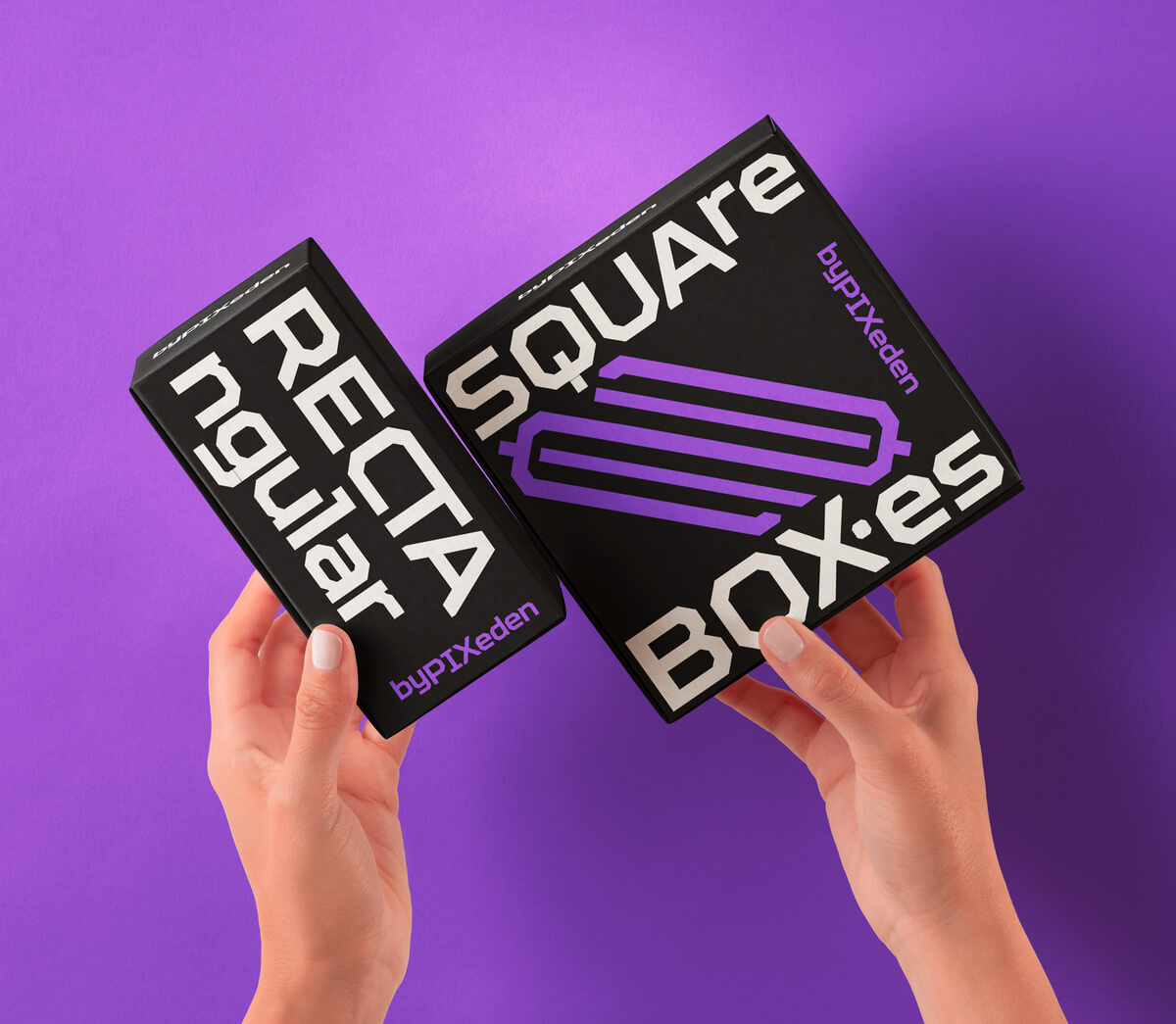 Free Hands Holding Product Box Mockup PSD Set