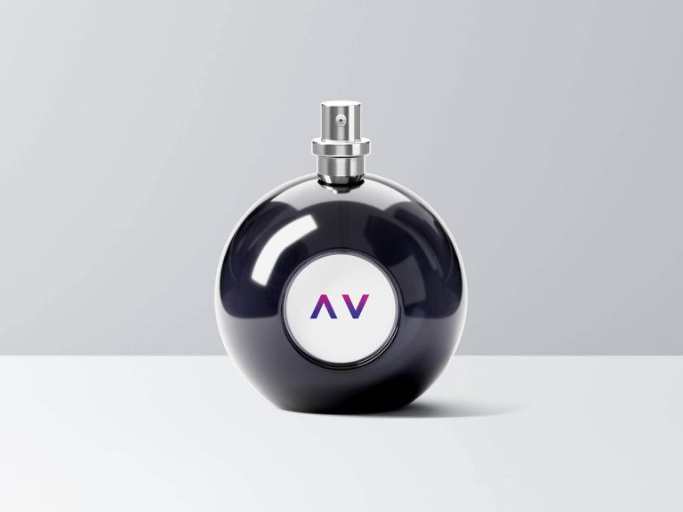 Free Round Perfume Bottle Mockup PSD