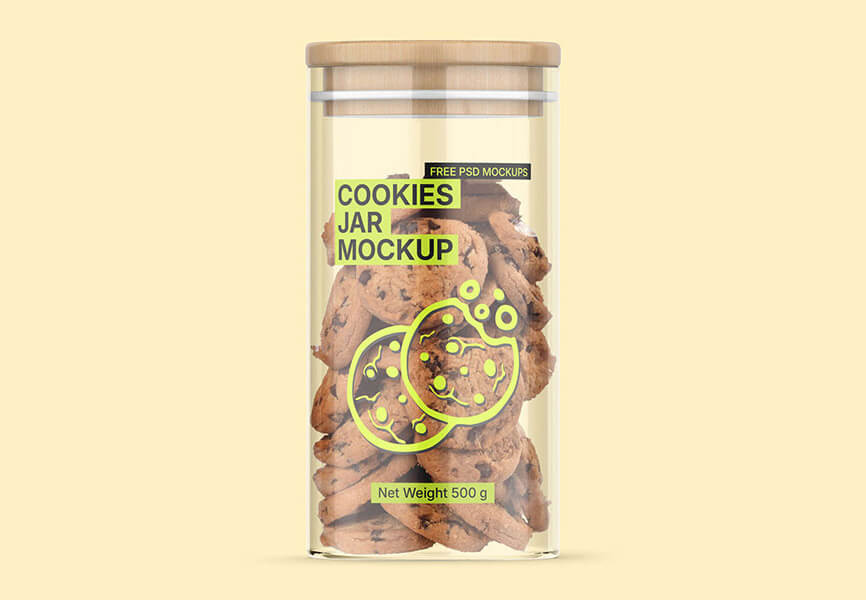 Free Transparent Cookie Jar Mockup PSD