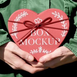 Free Valentines Heart Shaped Box Mockup