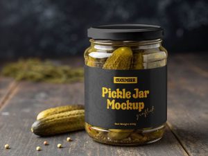 Free Pickled Cucumber Jar Mockup PSD