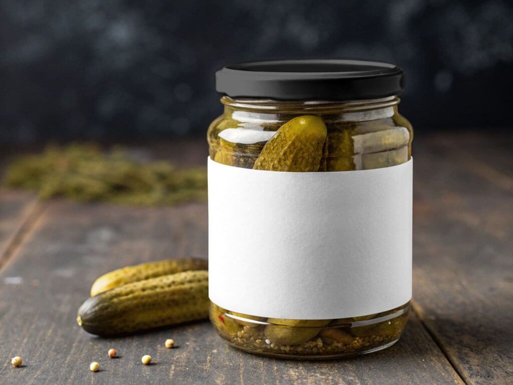 Free Pickled Cucumber Jar Mockup PSD1