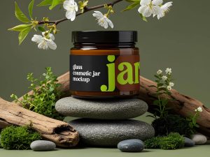 Free Decorative Cosmetic Glass Jar Mockup PSD